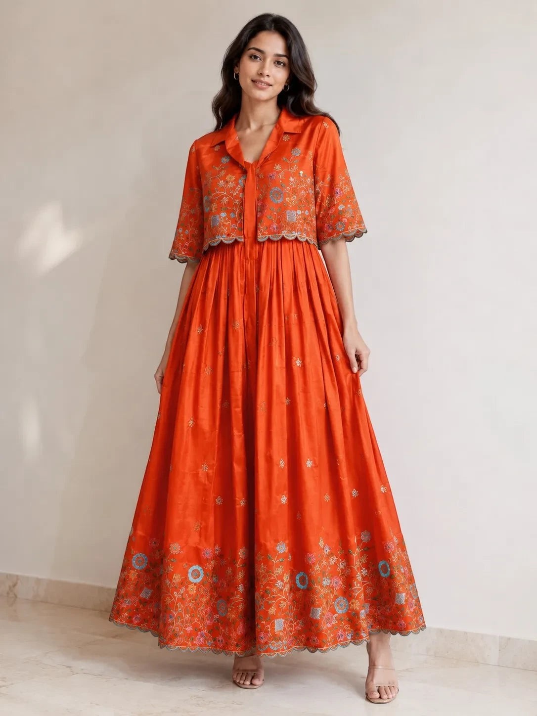 breezyweaves-orange-anarkali-maxi-dress-with-embroidered-floral-details-and-a-matching-cropped-jacket-floor-length