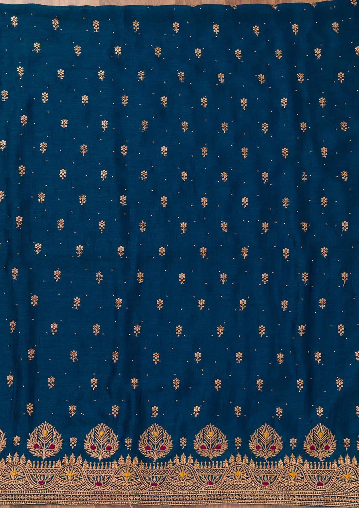 peacock-blue-zariwork-raw-silk-unstitched-salwar-suit